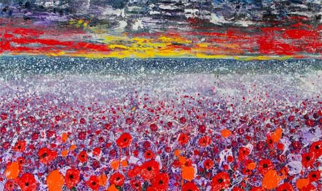 640_Black-Poppy Field of poppies painting